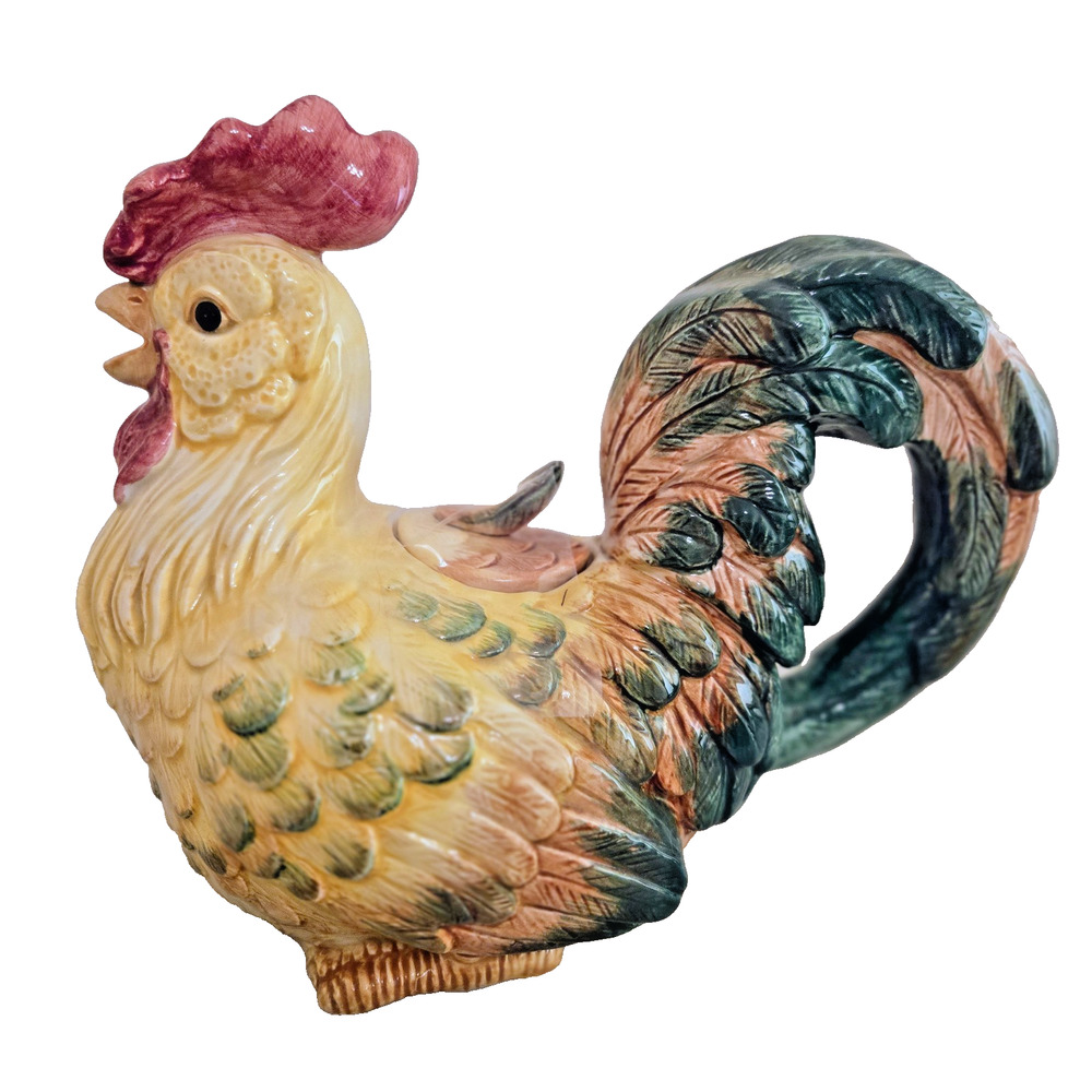 Vintage 1986 FITZ & FLOYD Coq du Village ROOSTER Teapot - Picture 11 of 12